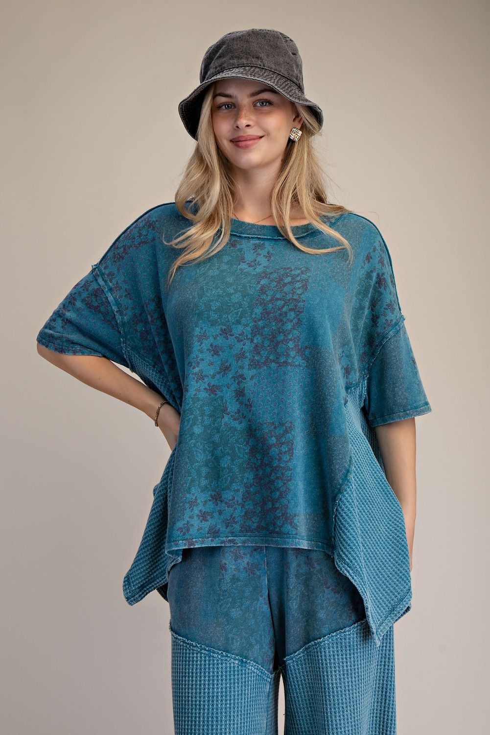 Teal Dream Waffle Top