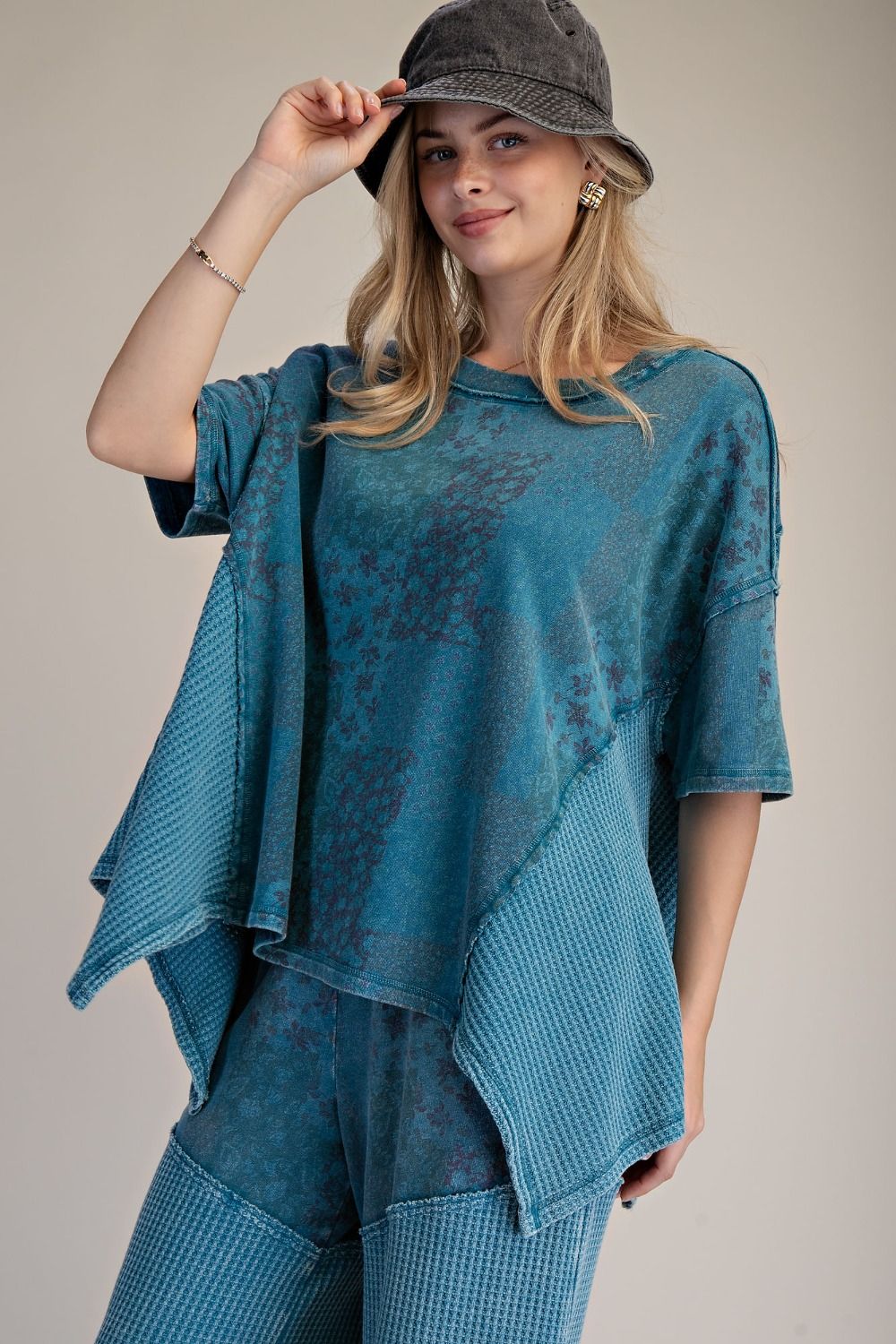 Teal Dream Waffle Top