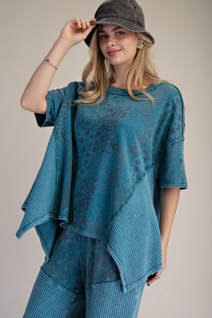 Teal Dream Waffle Top