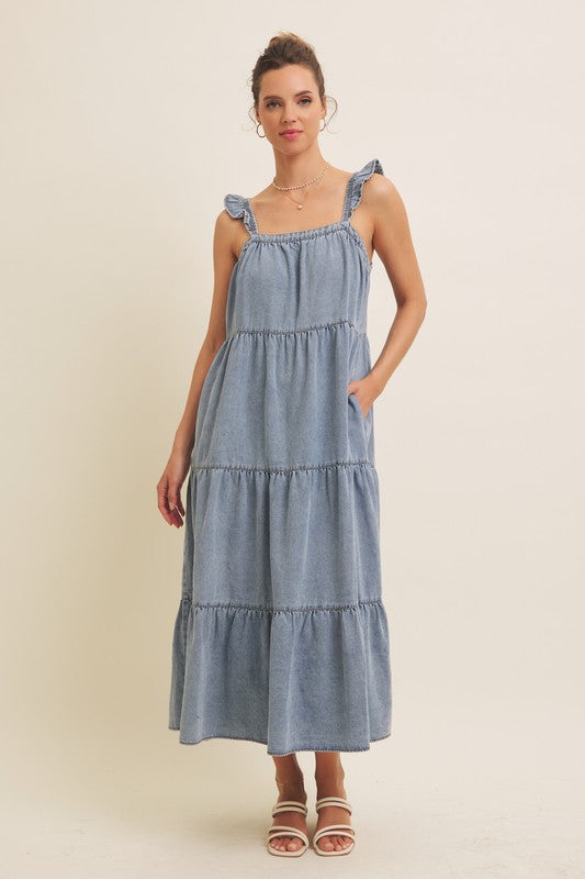 Everly Ruffle Denim Dress