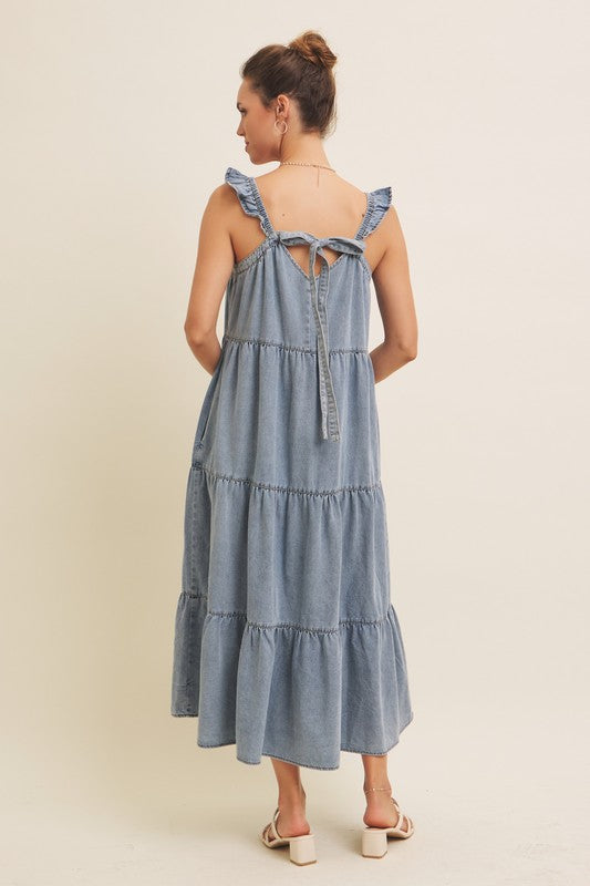 Everly Ruffle Denim Dress