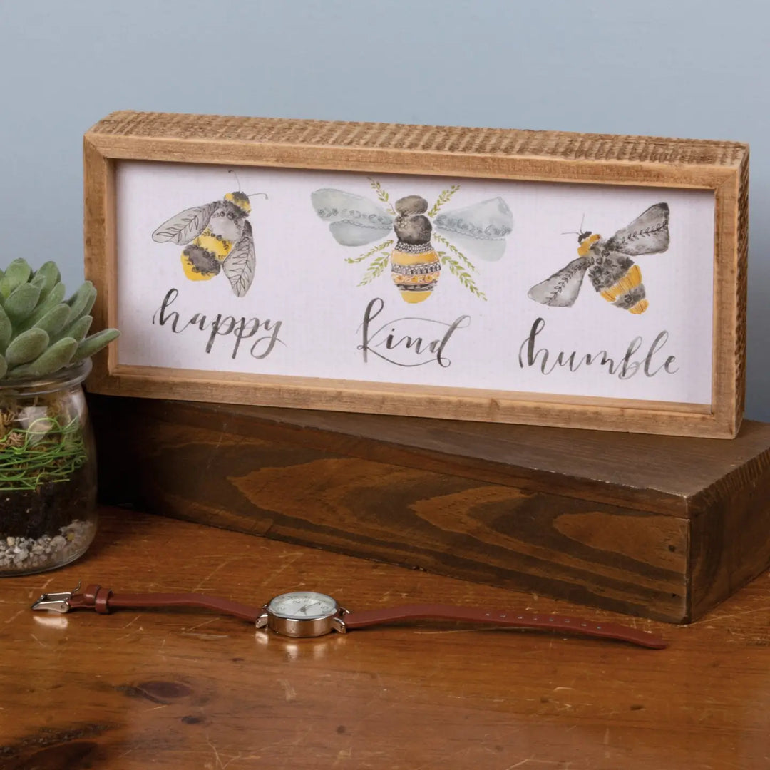 Happy Kind Humble Inset Box Sign