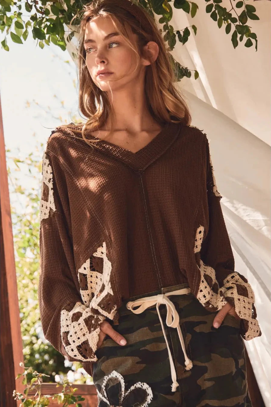 Sienna Crochet Waffle Top