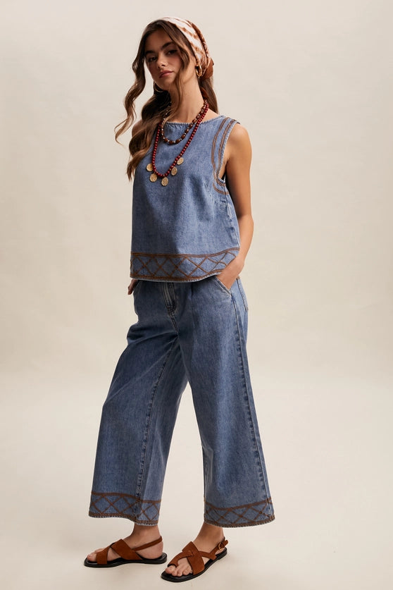 Desert Dreamer Drift Blue Wide Leg Pants