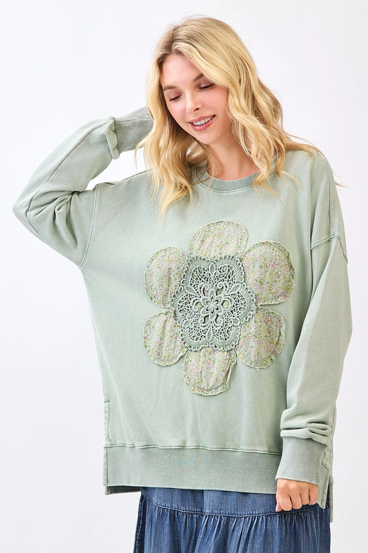 Front Porch Petals Sage Sweatshirt