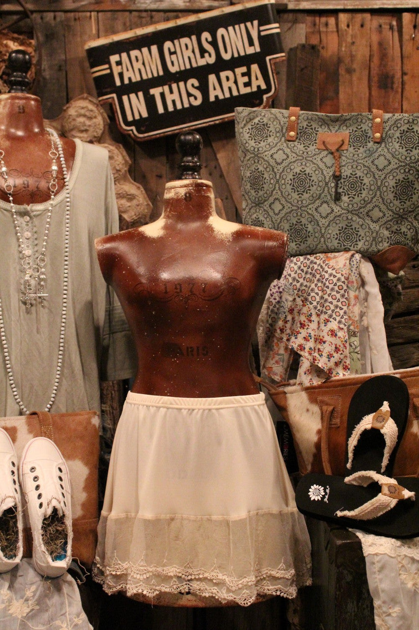 beige lace tank slip skirt top and dress extender