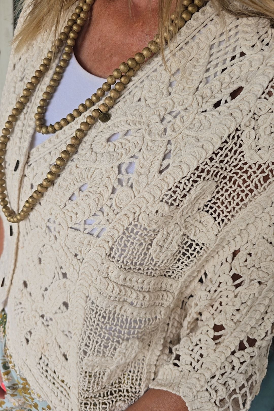 Buttercream Cotton Crochet Cardigan
