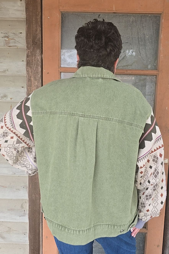 Misty Sage Sweater Sleeve Jacket