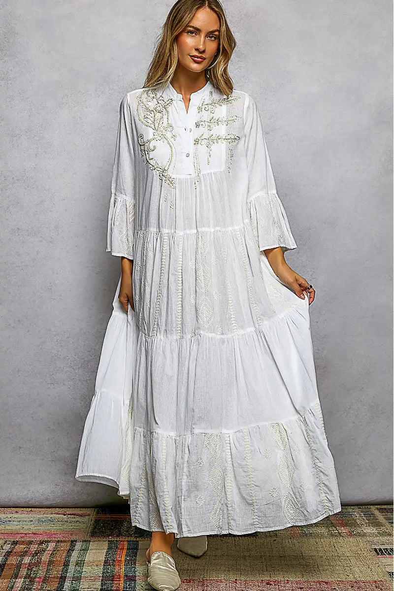 Gilded Shoreline Maxi Dress