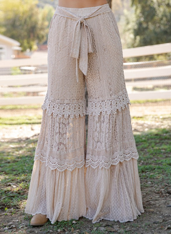 Heirloom Lace Latte Ruffle Pants