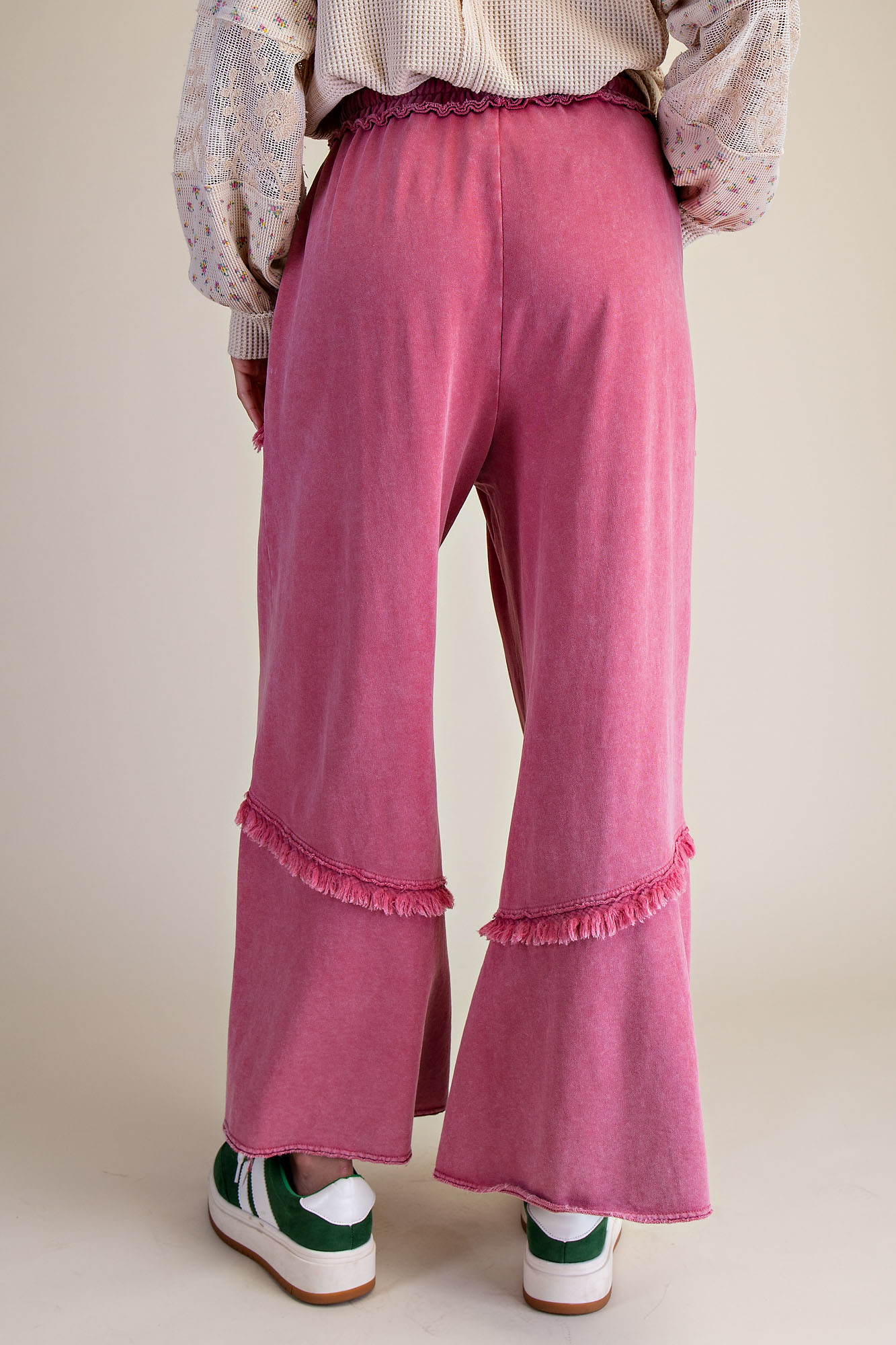 Raw Edge Raspberry Cotton Pants