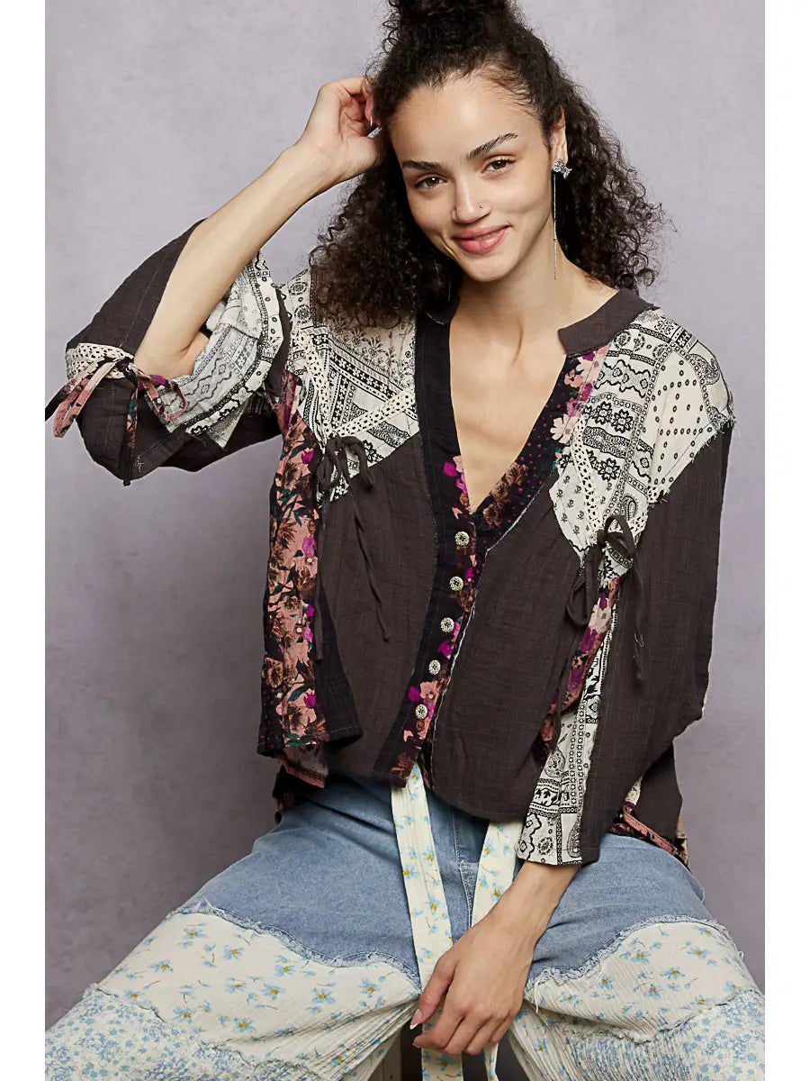 Lacevine Floral Charcoal Blouse
