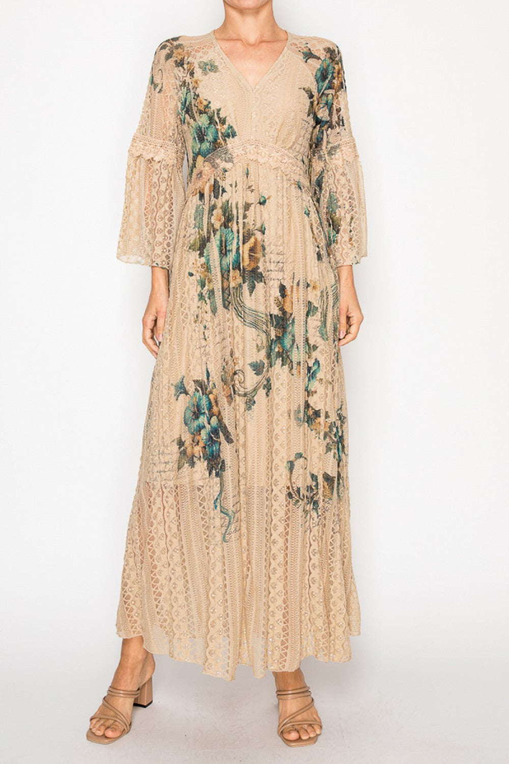 Lead Singer Beige Hibiscus Dress