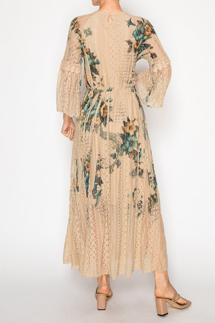Lead Singer Beige Hibiscus Dress