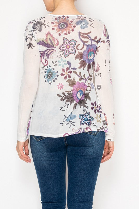 Lotus Whisper Mesh Blouse