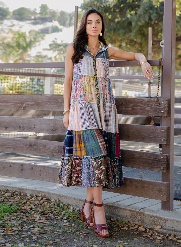 Meadow Bloom Sleeveless Hooded Latte Jacket