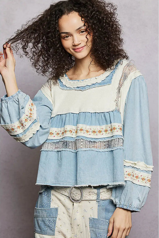Meadowlace Denim Top