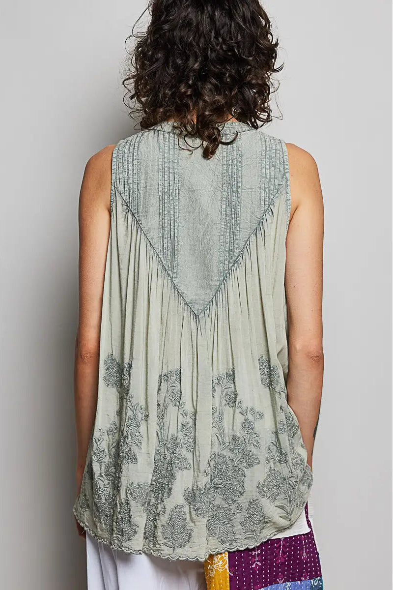 Meadow Mist Pintuck Tank Top