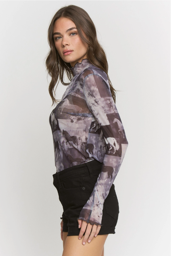 Whispering Stallion Mesh Blouse
