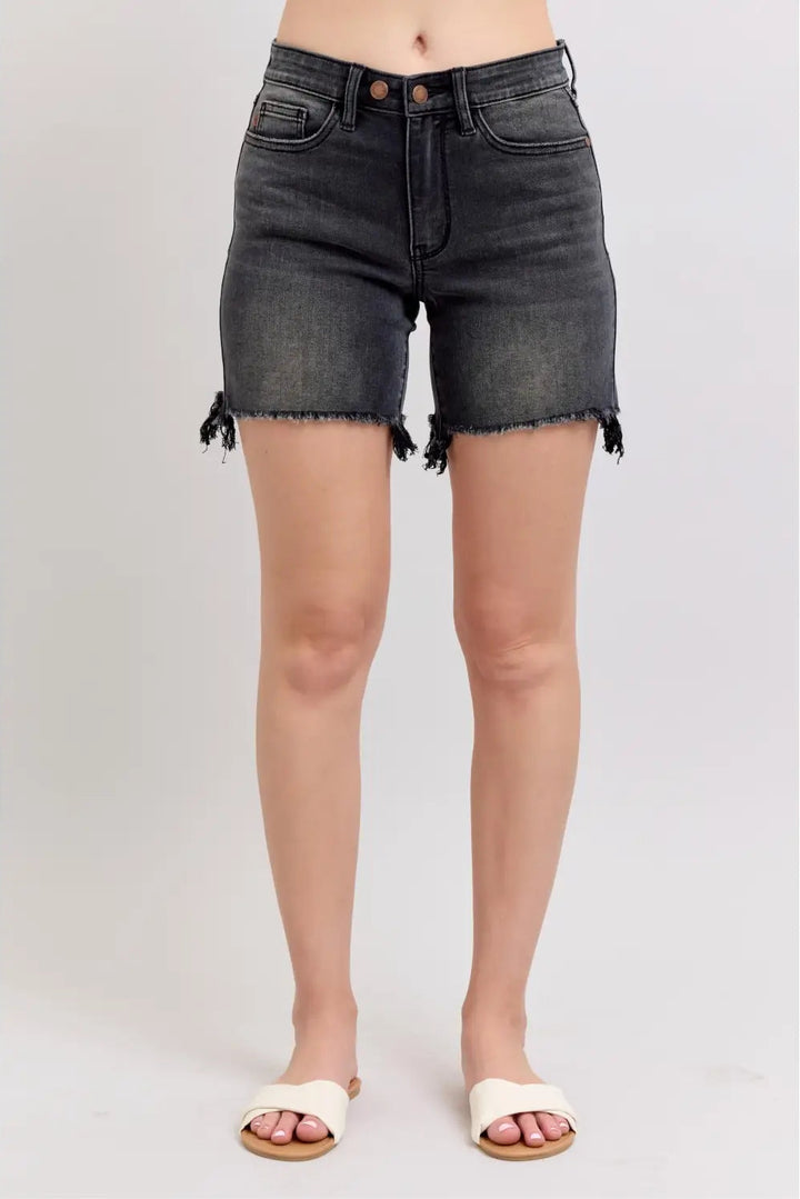 Midnight Muse Frayed Denim Shorts