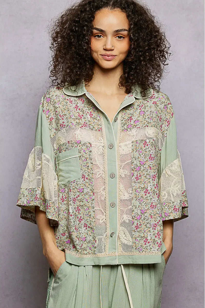 Mint Meadow Lace Blouse