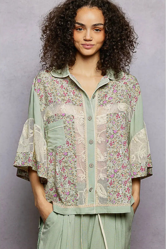 Mint Meadow Lace Blouse