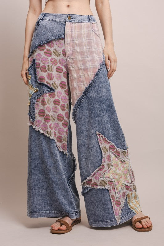 Mixed Melody Denim Pants
