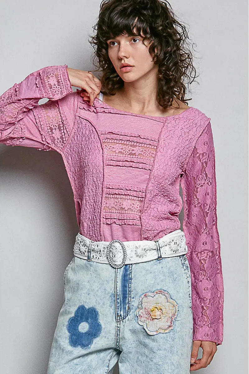 Now You See Me Pink Mesh Top