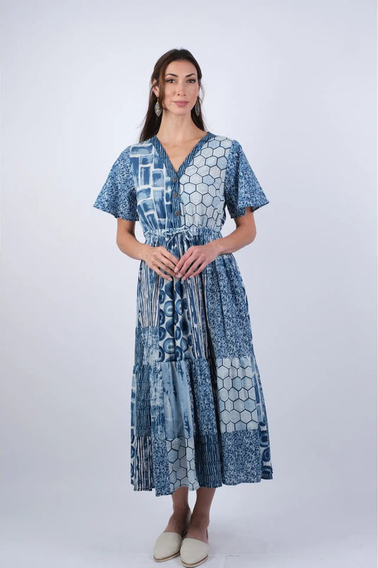 Ocean Whisper Cotton Maxi Dress