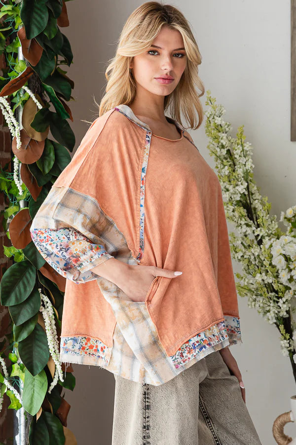 Coastal Peach Oversized Top