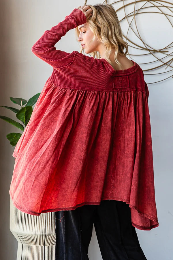 Cranberry Drift Oversized Blouse