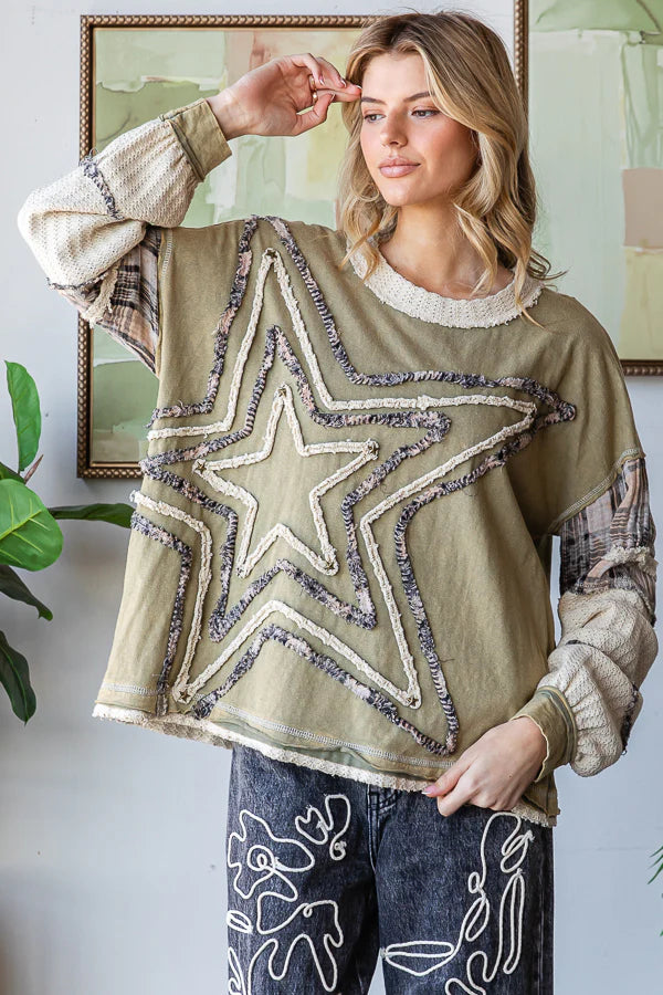Starlight Olive Cotton Top