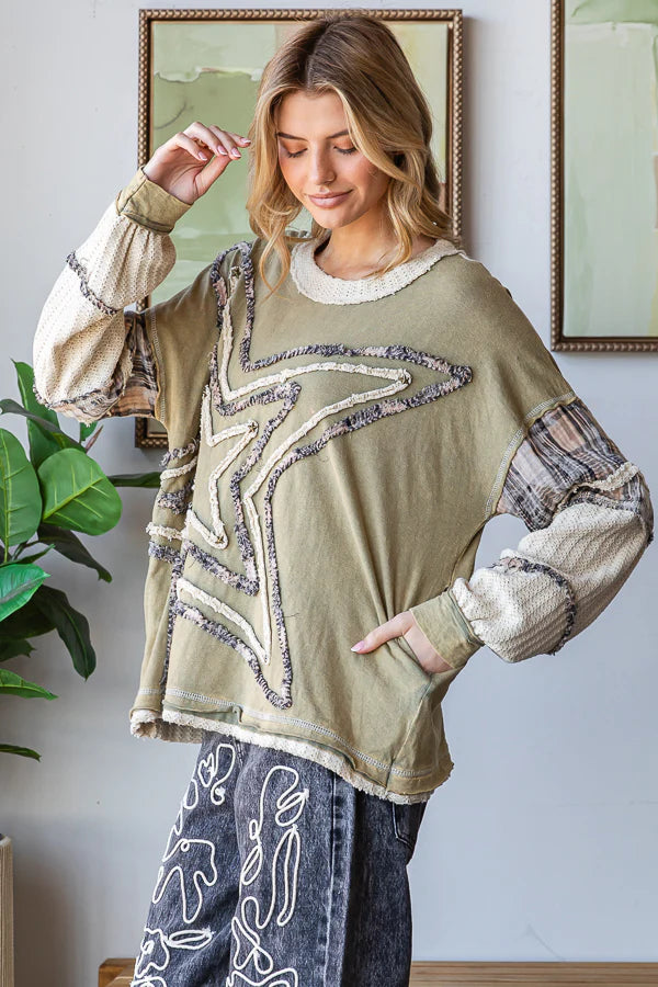 Starlight Olive Cotton Top
