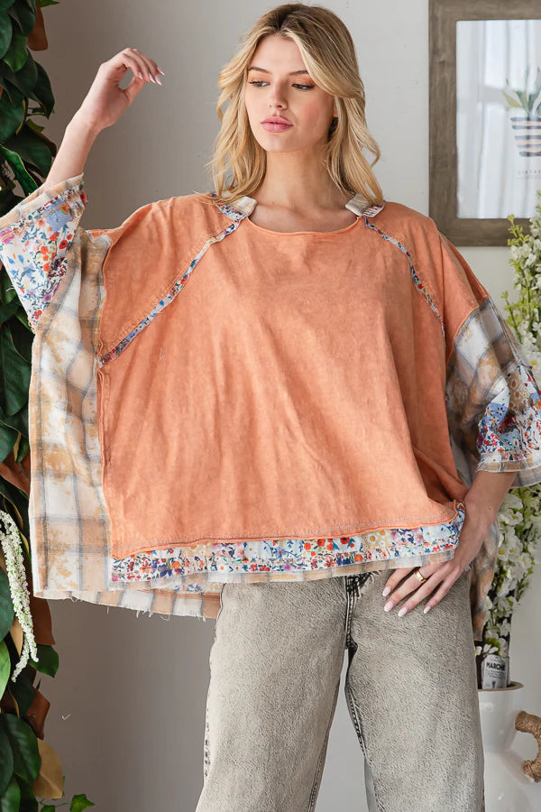 Coastal Peach Oversized Top