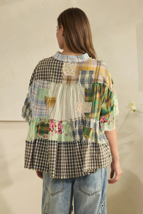 Plaid And Petals Blouse
