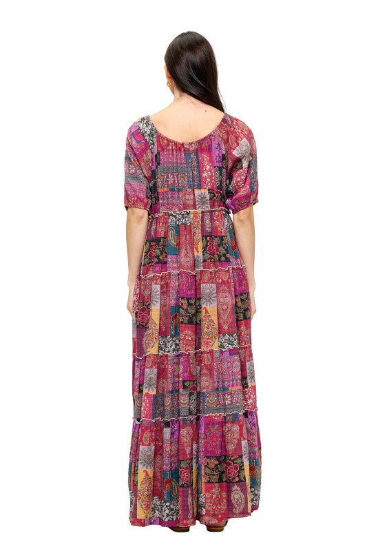 Painted Canyon Off-Shoulder Maxi Dress