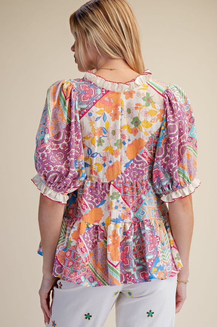 Painted Petals Tiered Blouse