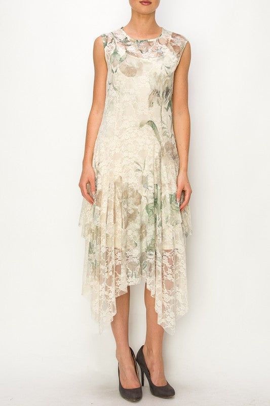 Park Strolls Big Green Rose Tank Dress