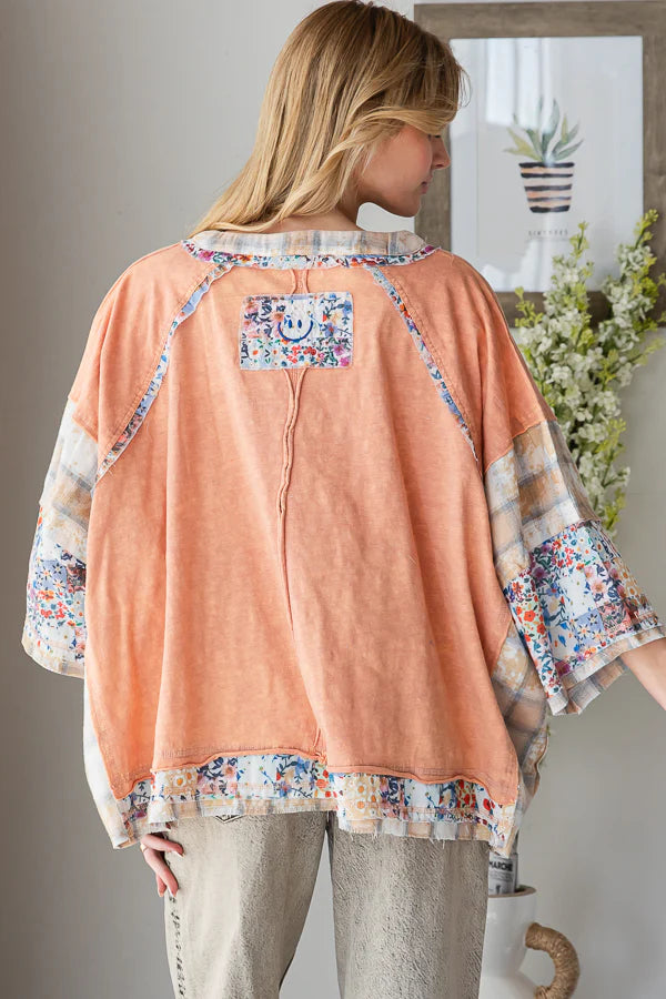Coastal Peach Oversized Top