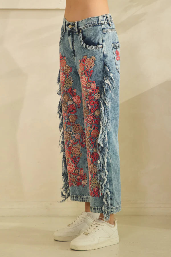 Desert Bloom Fringe Jeans