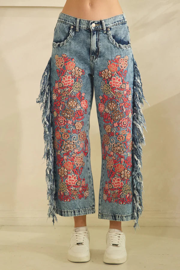 Desert Bloom Fringe Jeans