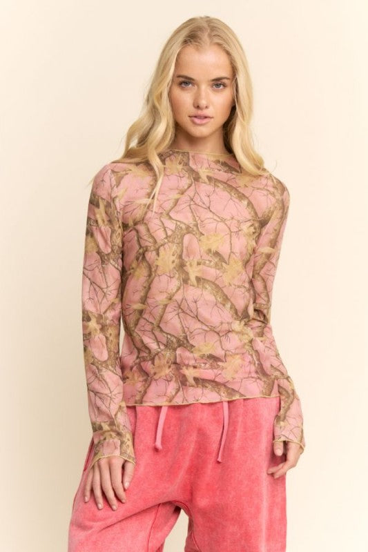 Blush Woodland Mesh Top