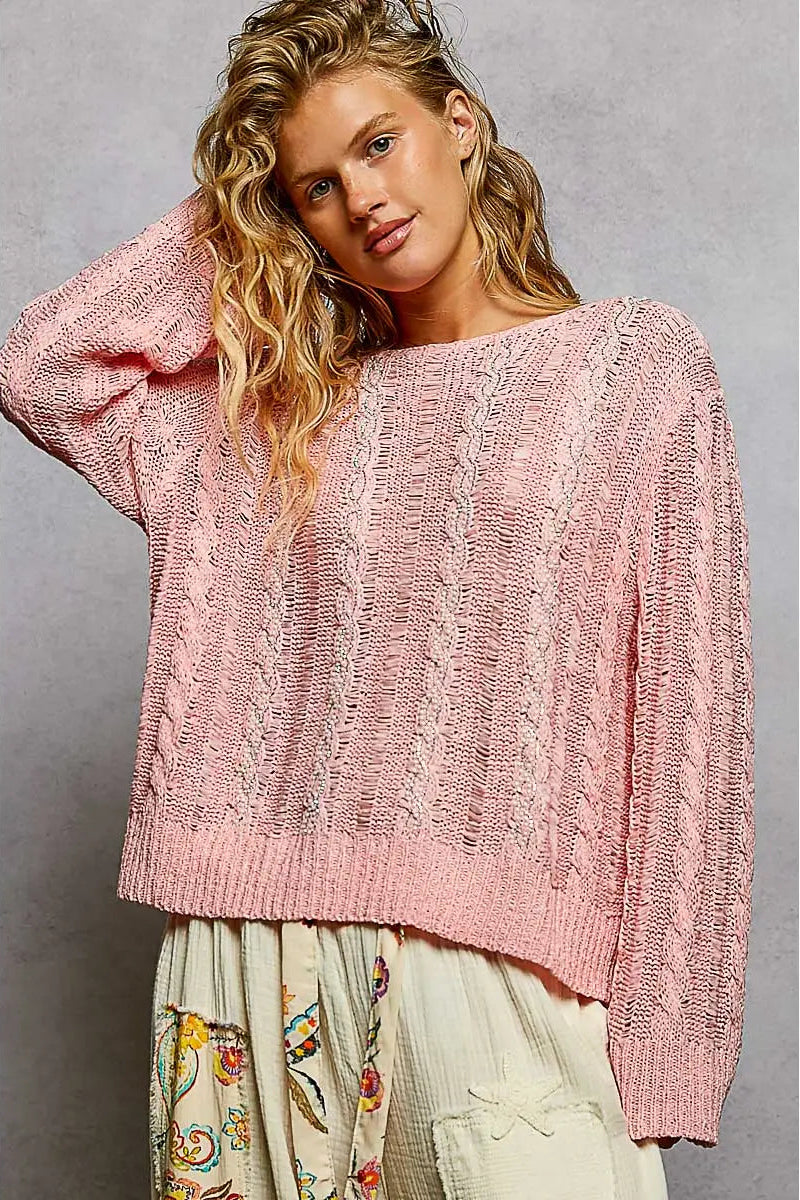 Pretty in Pearls Pink Sweater