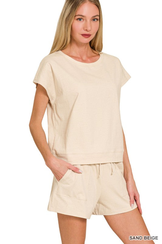 Relaxed Rhythm Cotton Sand Beige Lounge Set