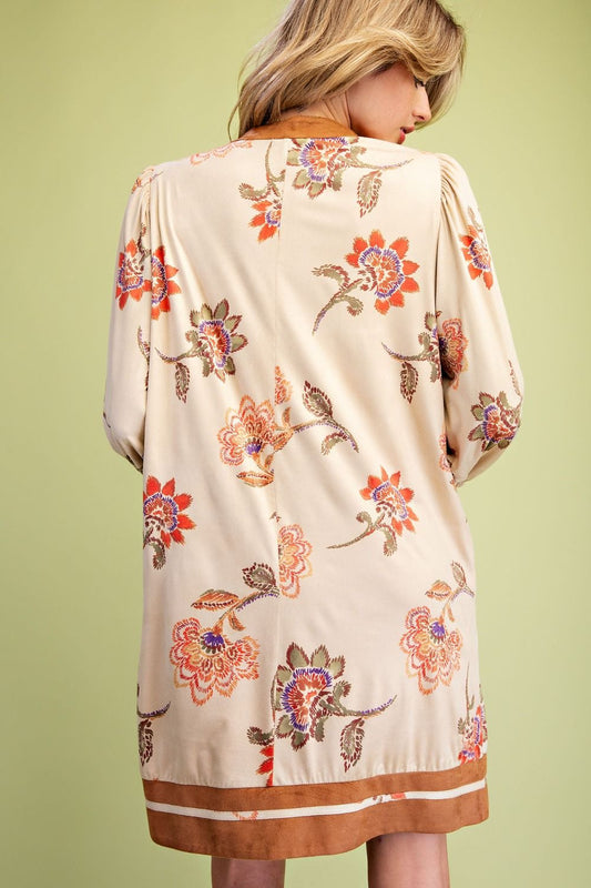 Rustic Blossom Suede Dress