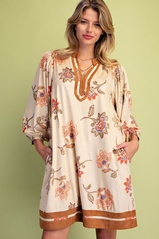 Rustic Blossom Suede Dress