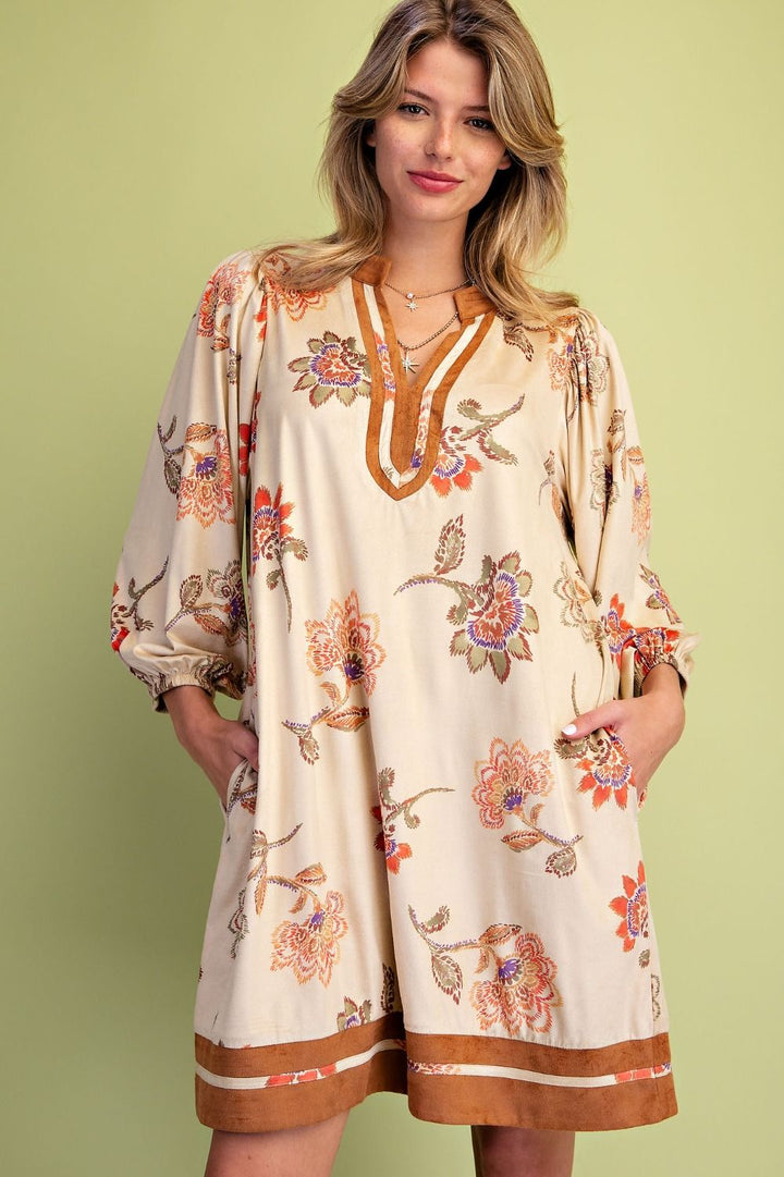 Rustic Blossom Suede Dress
