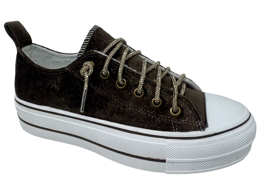 Harmon Suede Chocolate Sparkle Sneakers