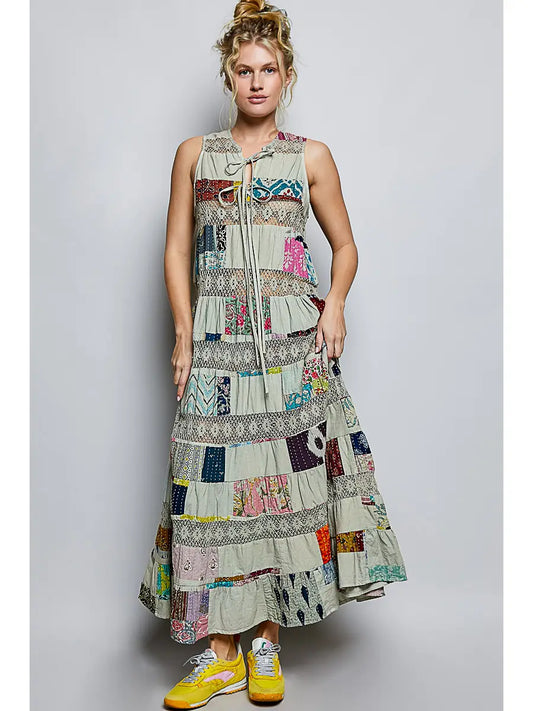 Summer Kaleidoscope Cotton Maxi Dress