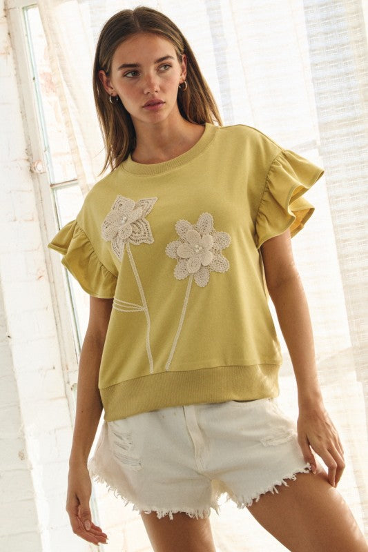 Sunlit Olive Bloom Top
